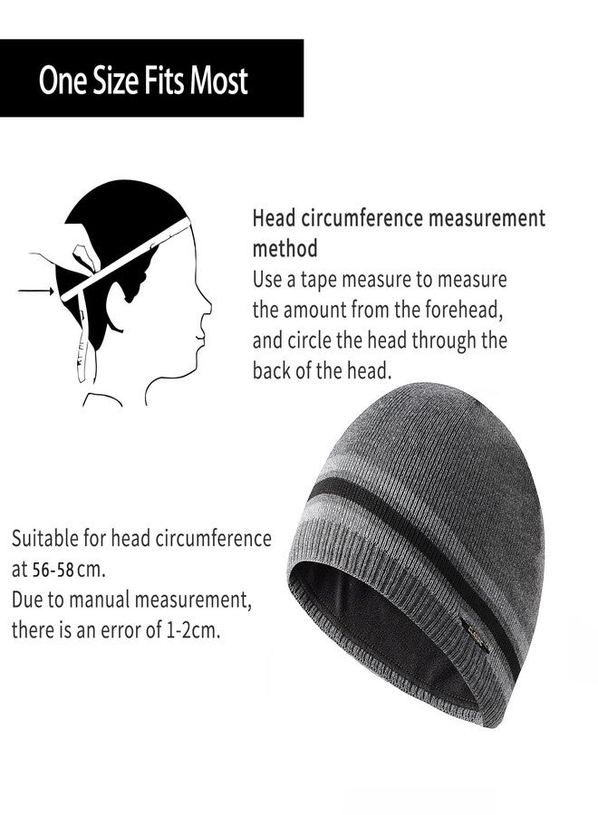 UNNESTAR Fleece Hats for Men Windproof Stretchy Winter Knit Beanie Caps Outdoors Skiing Running Black - Image 3